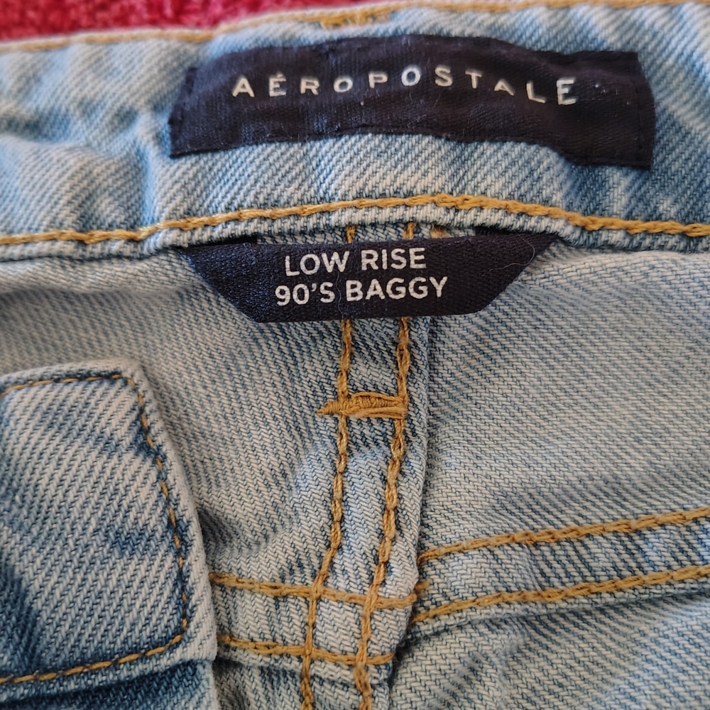 Aeropostale Senior Painted Jeans. Light Blue Low-Rise Bootcut Jeans - Picture 14 of 16
